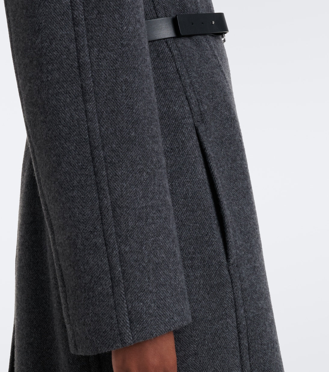 Sportmax - Belted herringbone virgin wool coat