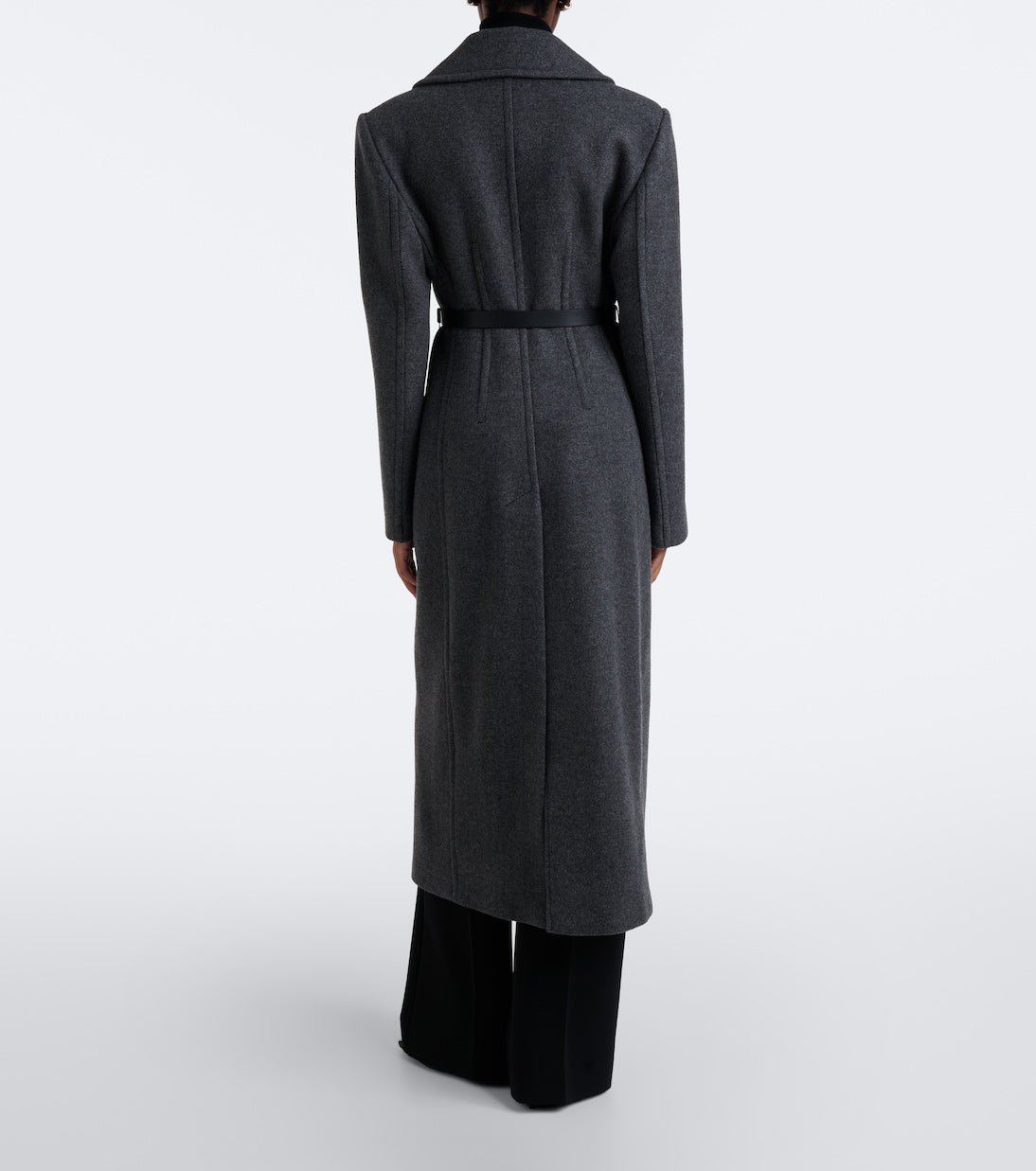 Sportmax - Belted herringbone virgin wool coat