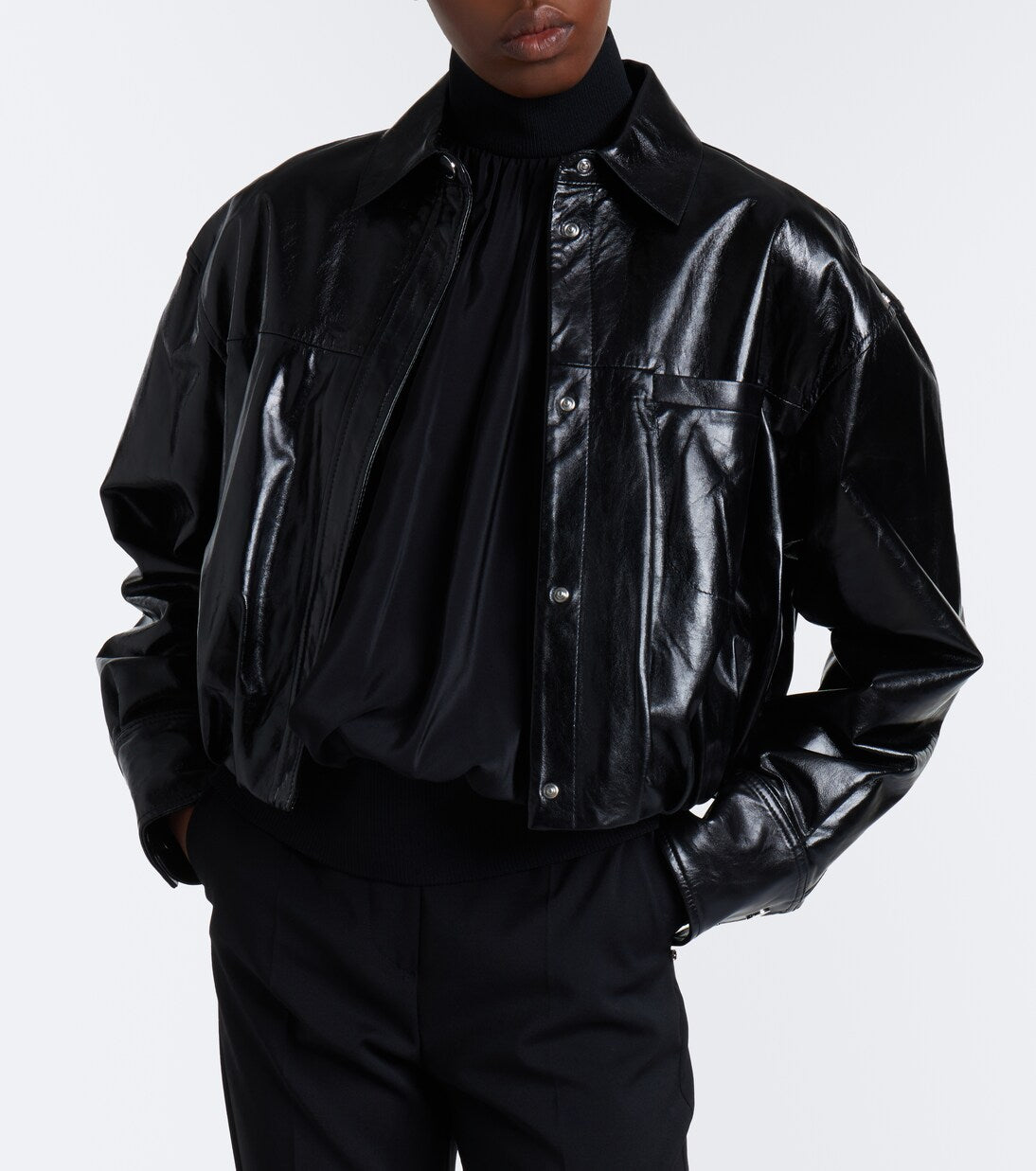 Sportmax - Cropped leather jacket