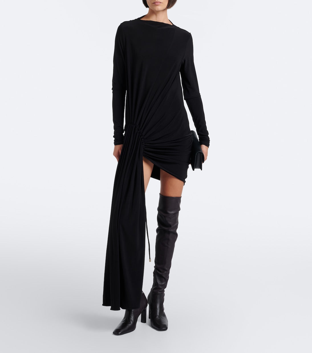 Sportmax - Asymmetric gathered jersey minidress