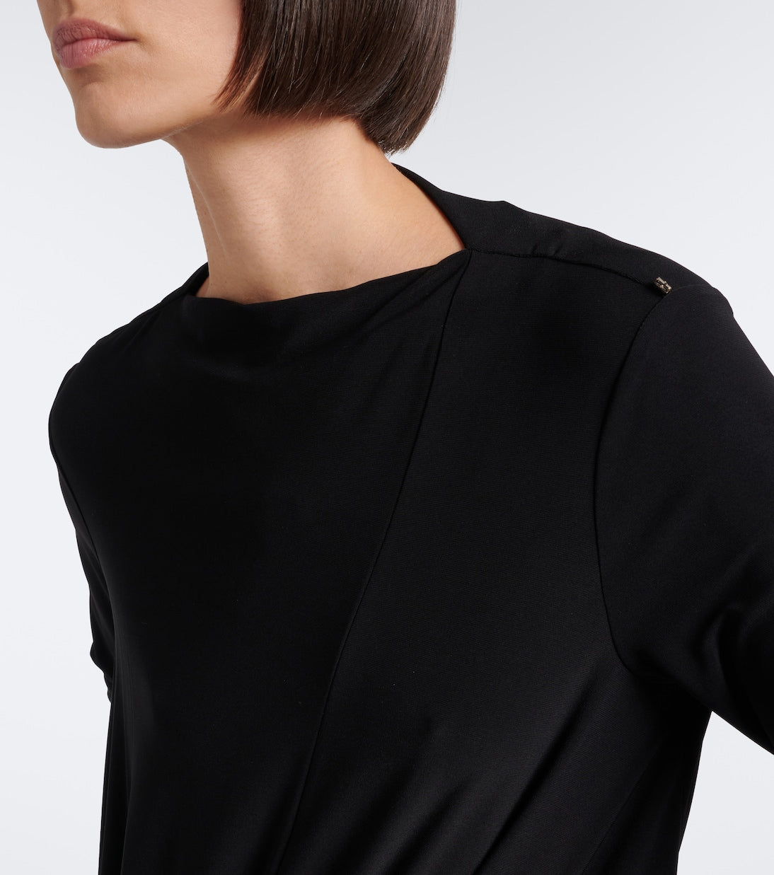 Sportmax - Asymmetric gathered jersey minidress