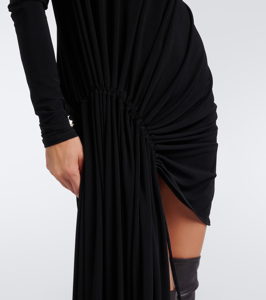 Sportmax - Asymmetric gathered jersey minidress
