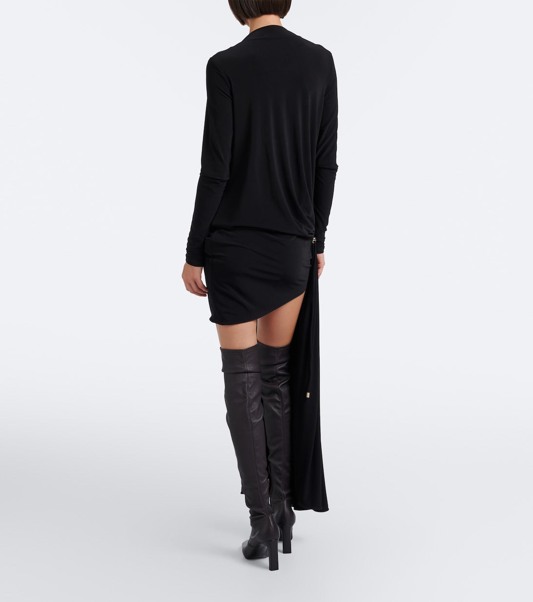 Sportmax - Asymmetric gathered jersey minidress