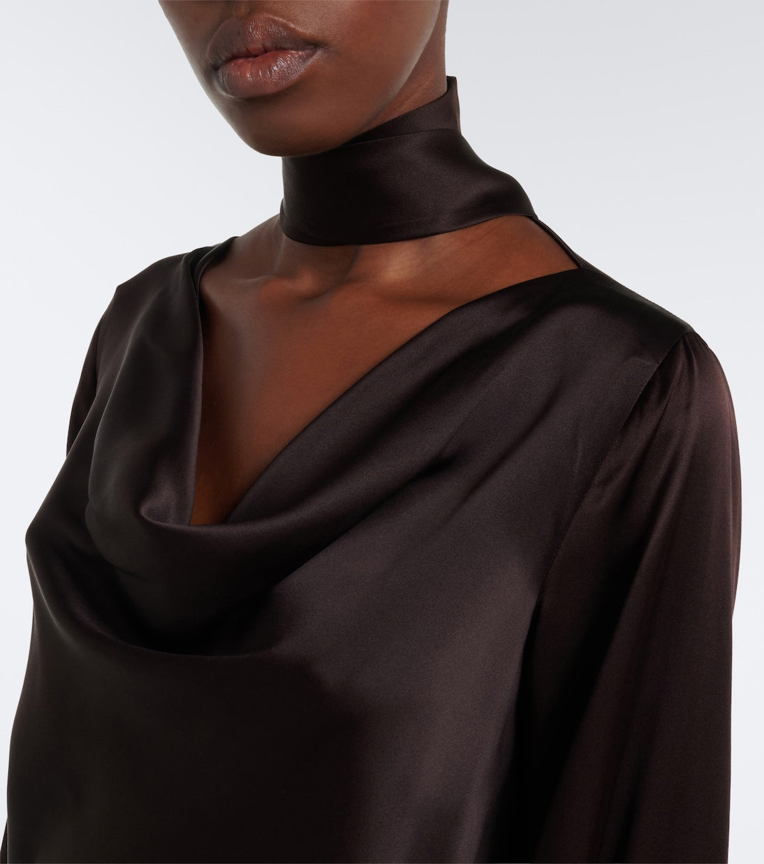 Max Mara - Elegante scarf-detail silk satin blouse