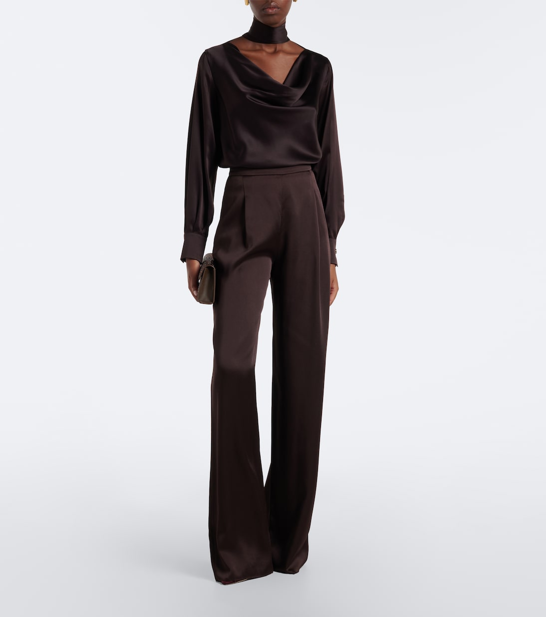 Max Mara - Elegante scarf-detail silk satin blouse
