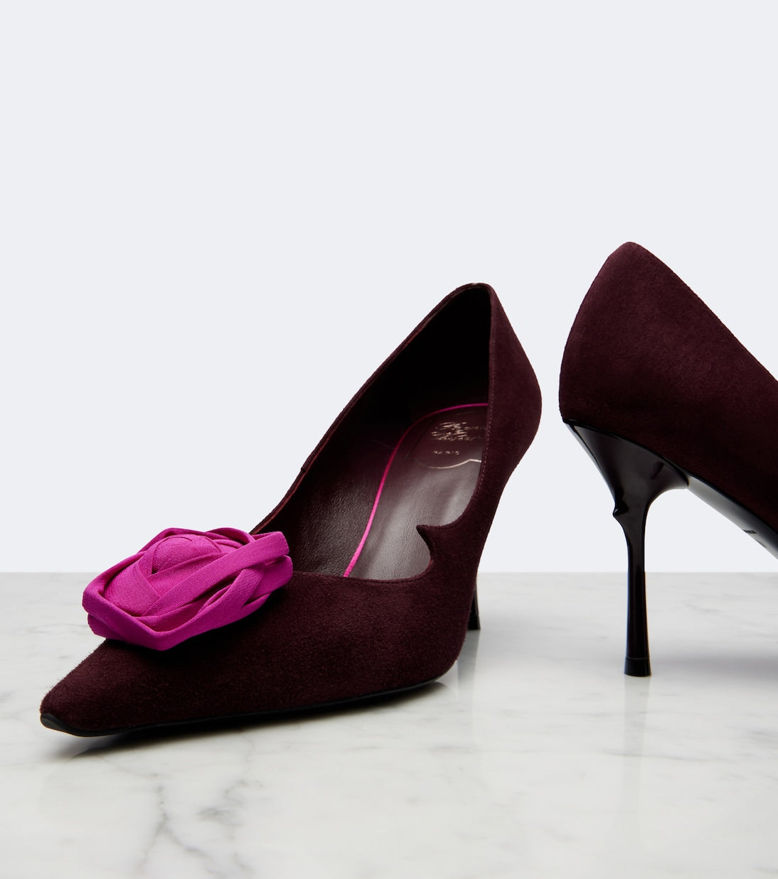 Roger Vivier - Rose Vivier floral-appliqué suede pumps