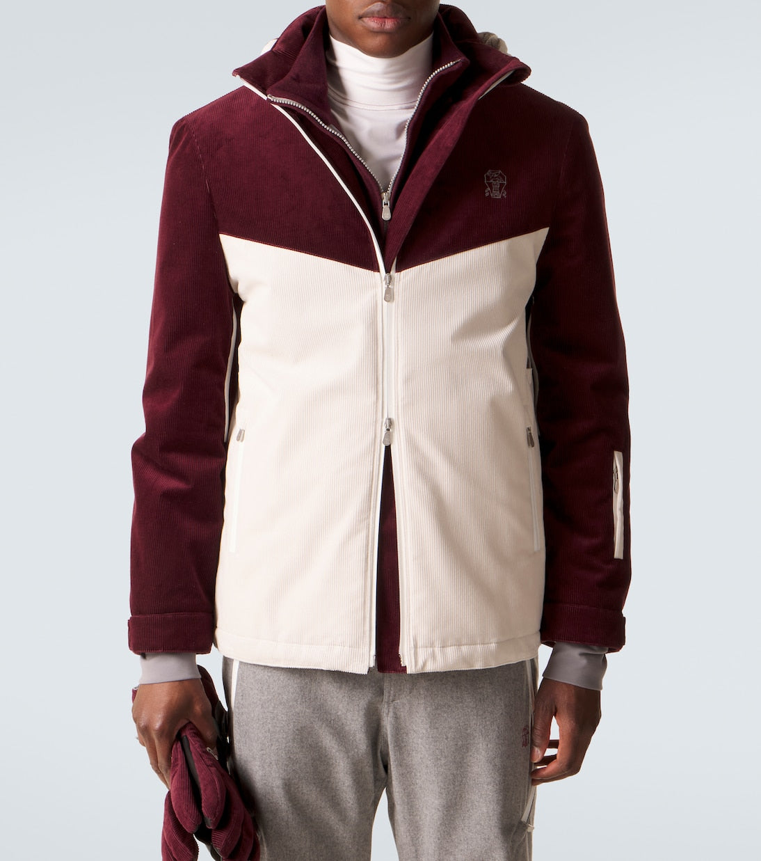 Brunello Cucinelli - Hooded cotton corduroy ski jacket