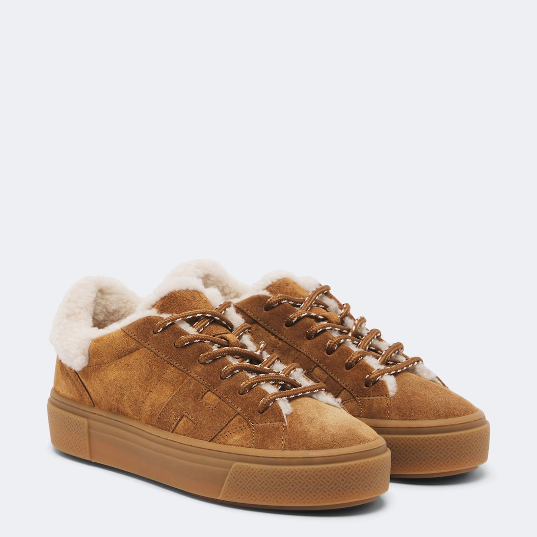 Hogan - Crosswind shearling-trimmed suede sneakers
