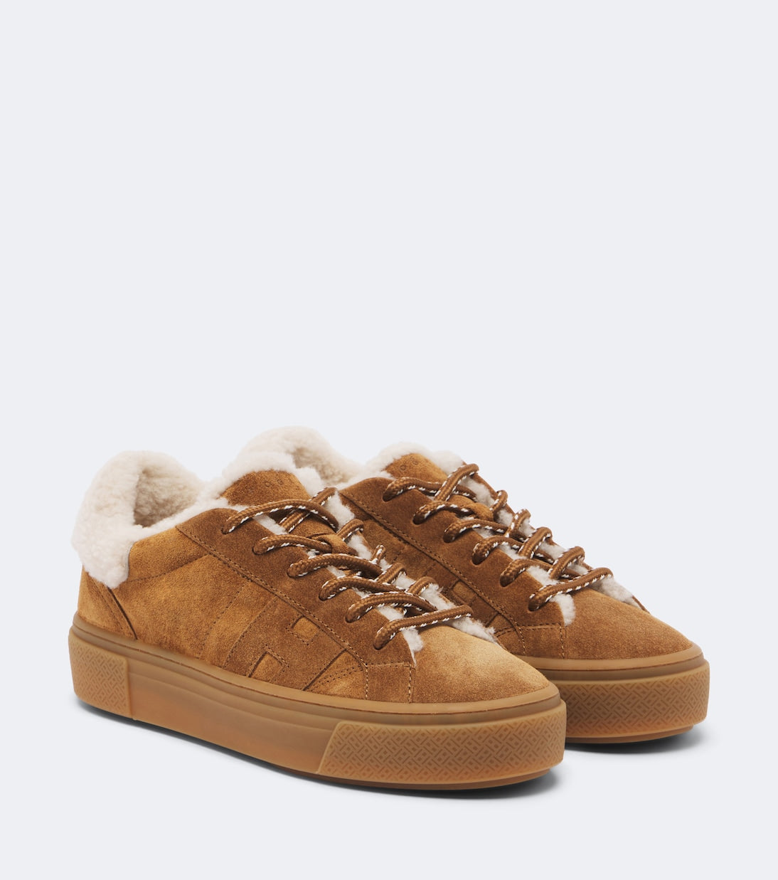 Hogan - Crosswind shearling-trimmed suede sneakers