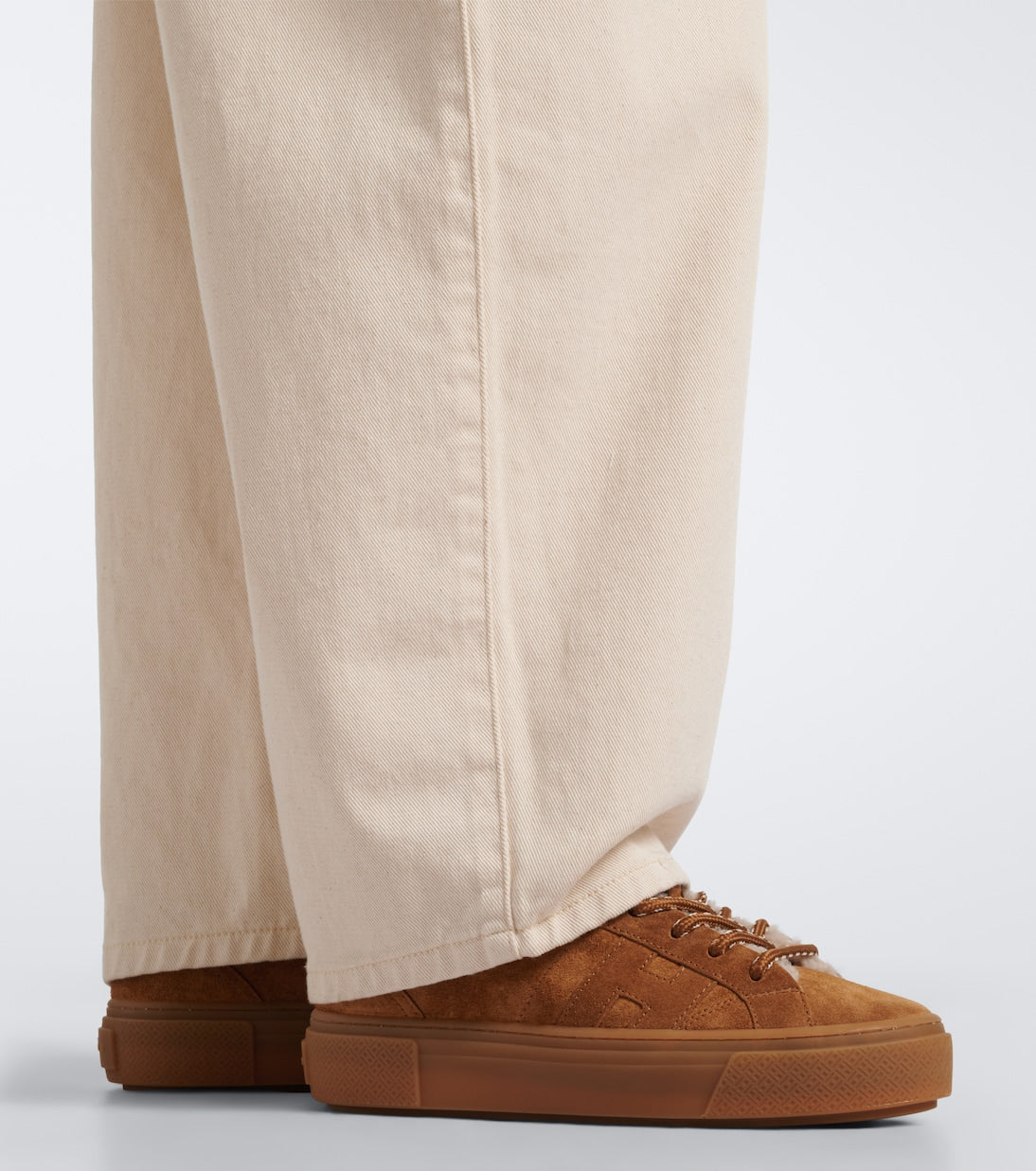 Hogan - Crosswind shearling-trimmed suede sneakers