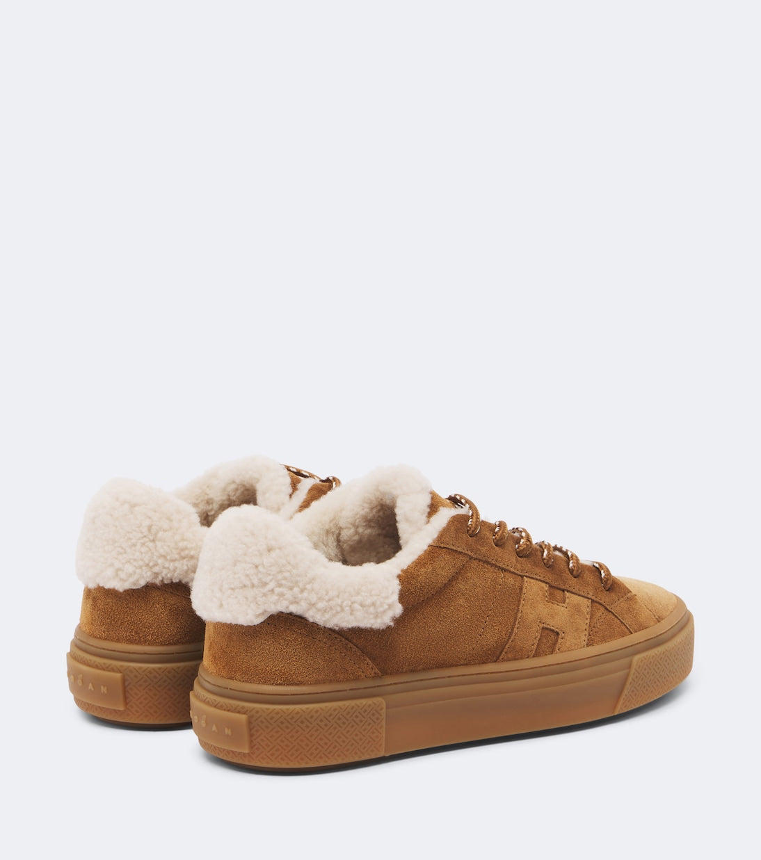 Hogan - Crosswind shearling-trimmed suede sneakers
