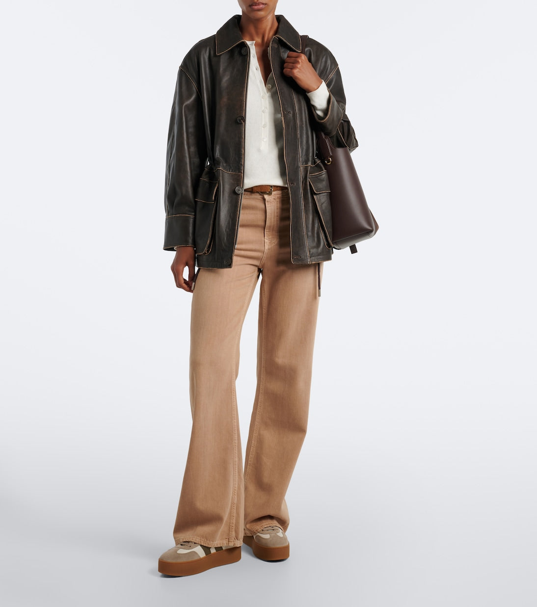 Hogan - Cool suede-trimmed leather platform sneakers