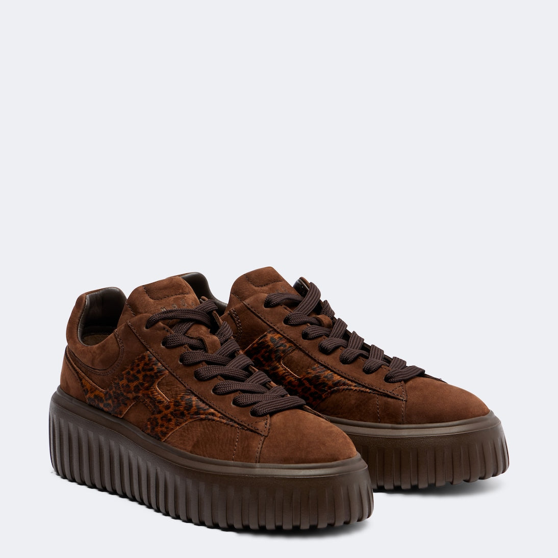 Hogan - H645 fur-trimmed leather platform sneakers