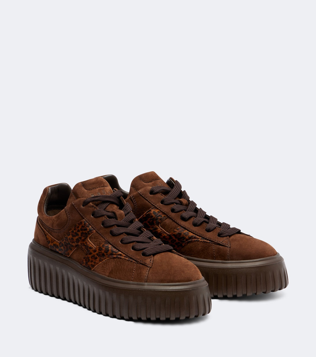 Hogan - H645 fur-trimmed leather platform sneakers