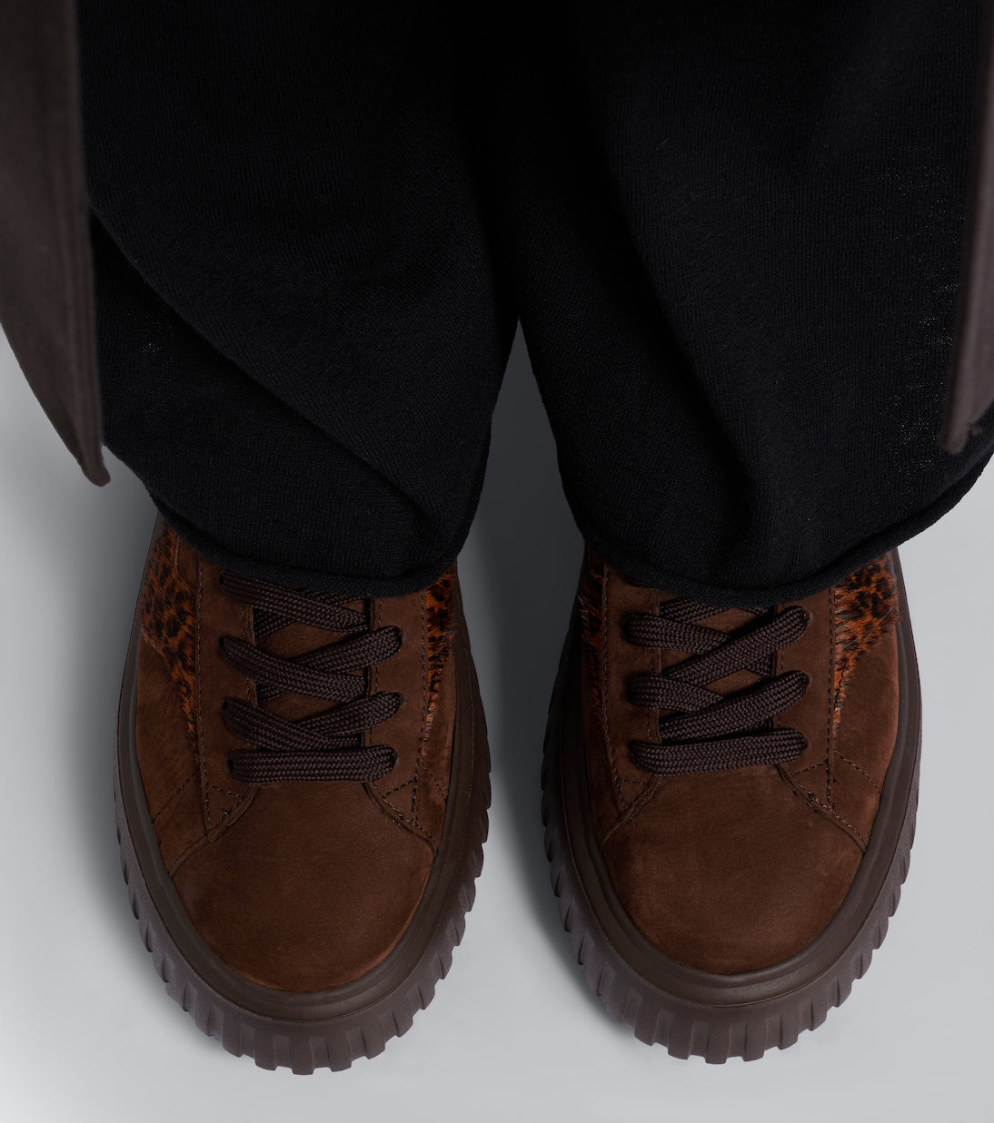 Hogan - H645 fur-trimmed leather platform sneakers