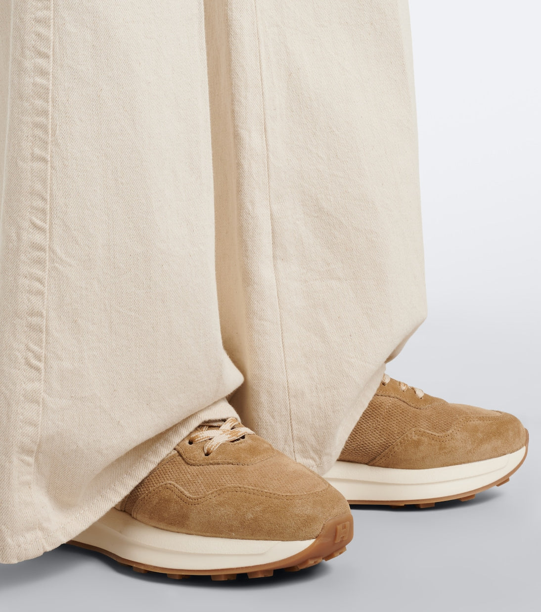 Hogan - H641 leather-trimmed suede sneakers