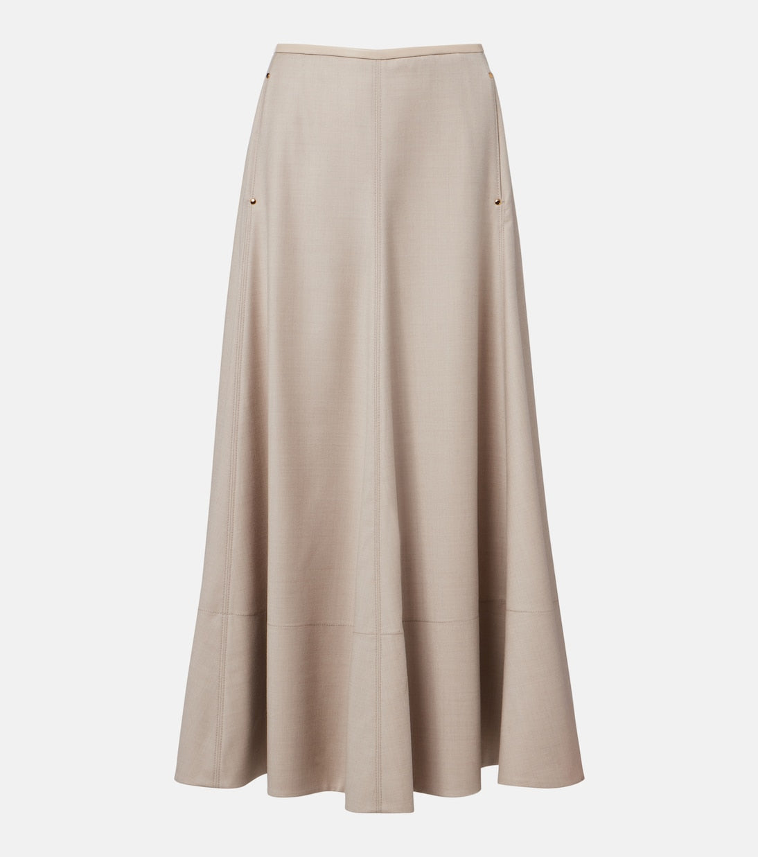Agnona - Leather-trimmed wool flannel midi skirt