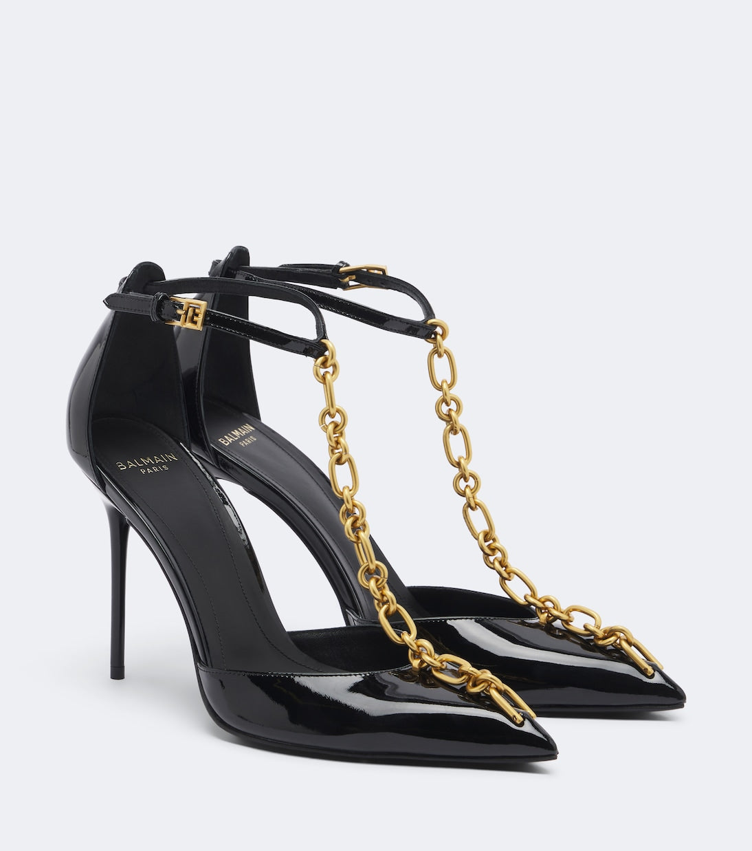 Balmain - Chain-detail patent leather pumps