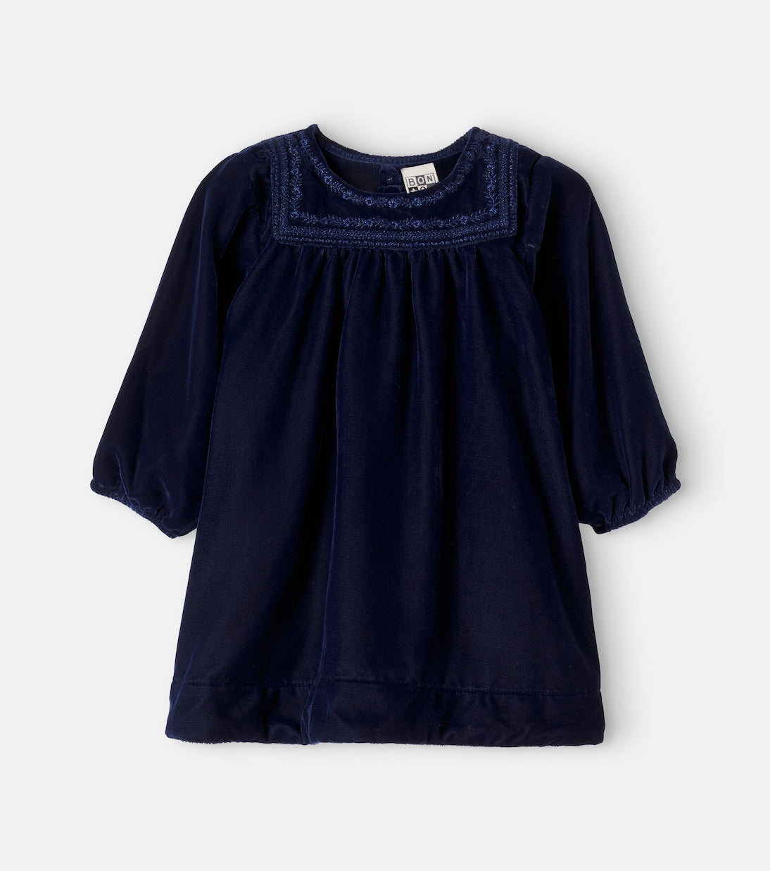 Bonton - Baby Pimousse embroidered gathered velvet dress
