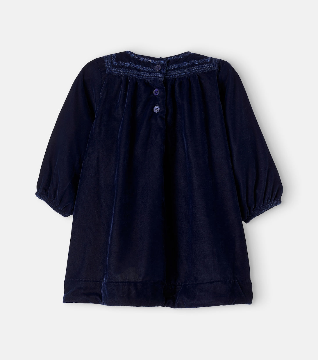 Bonton - Baby Pimousse embroidered gathered velvet dress