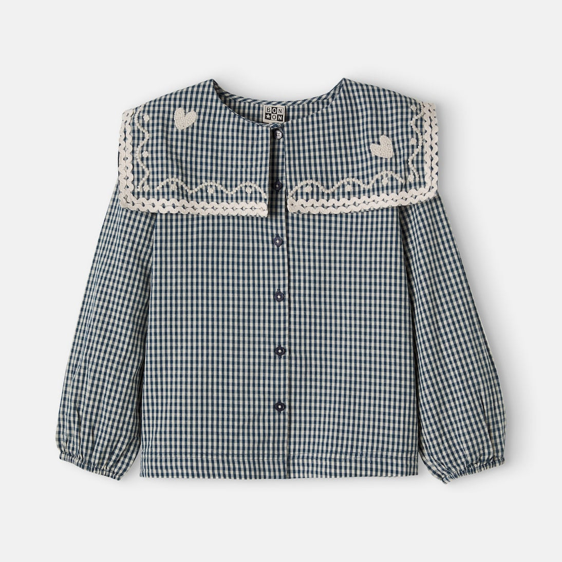 Bonton - Pioupiou embroidered gingham cotton shirt