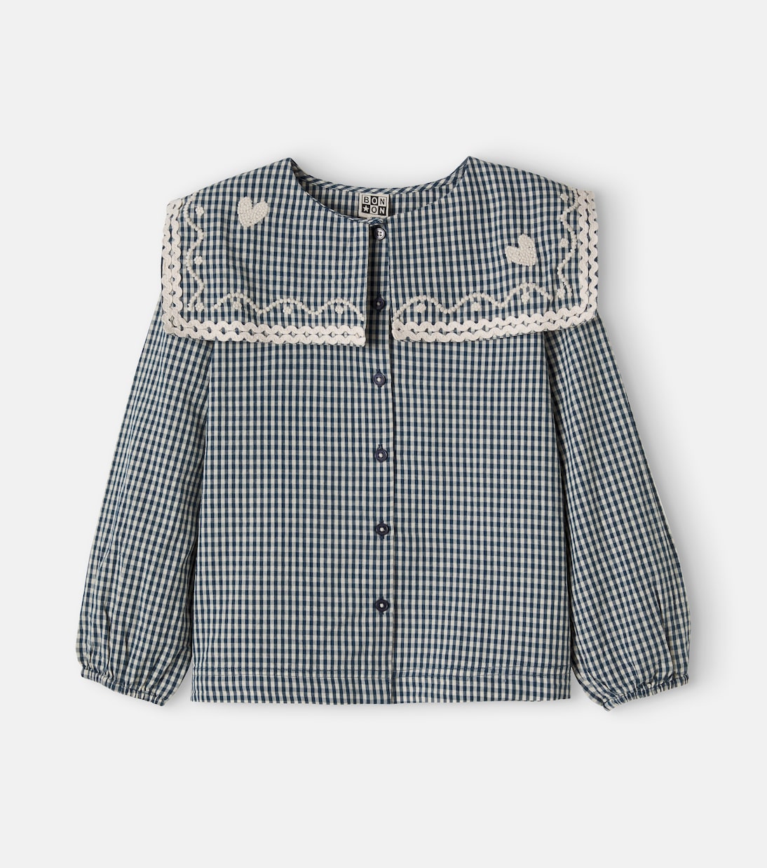 Bonton - Pioupiou embroidered gingham cotton shirt