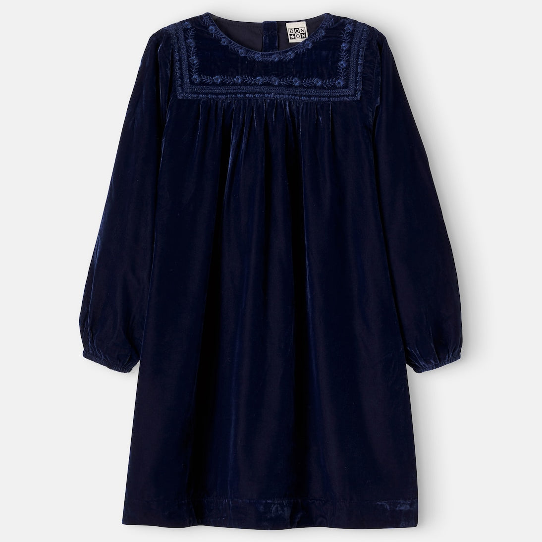Bonton - Pimousse embroidered gathered velvet dress