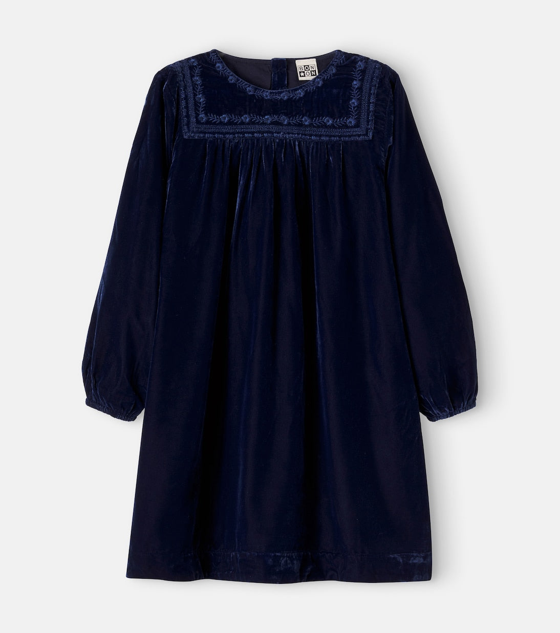 Bonton - Pimousse embroidered gathered velvet dress