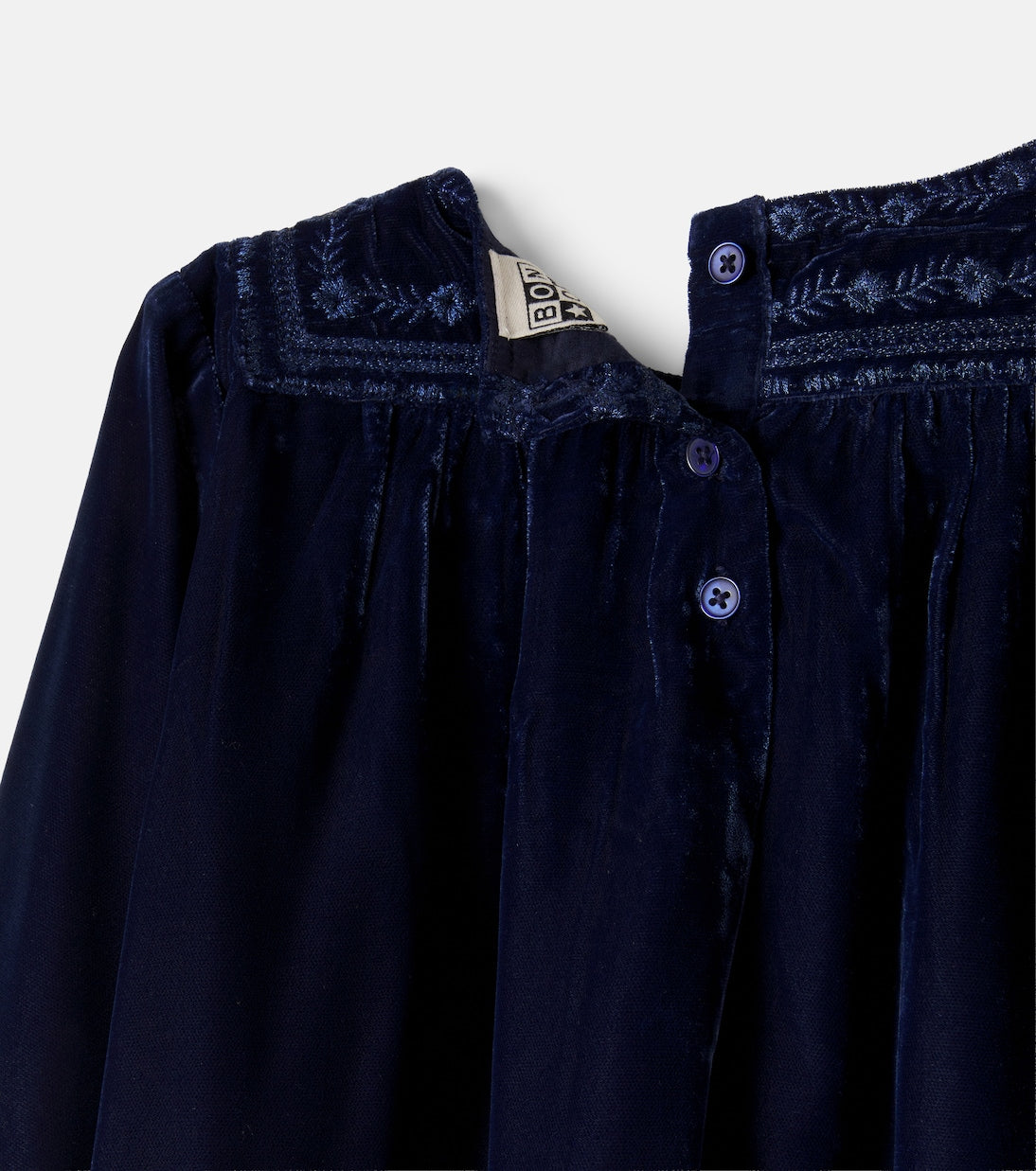Bonton - Pimousse embroidered gathered velvet dress