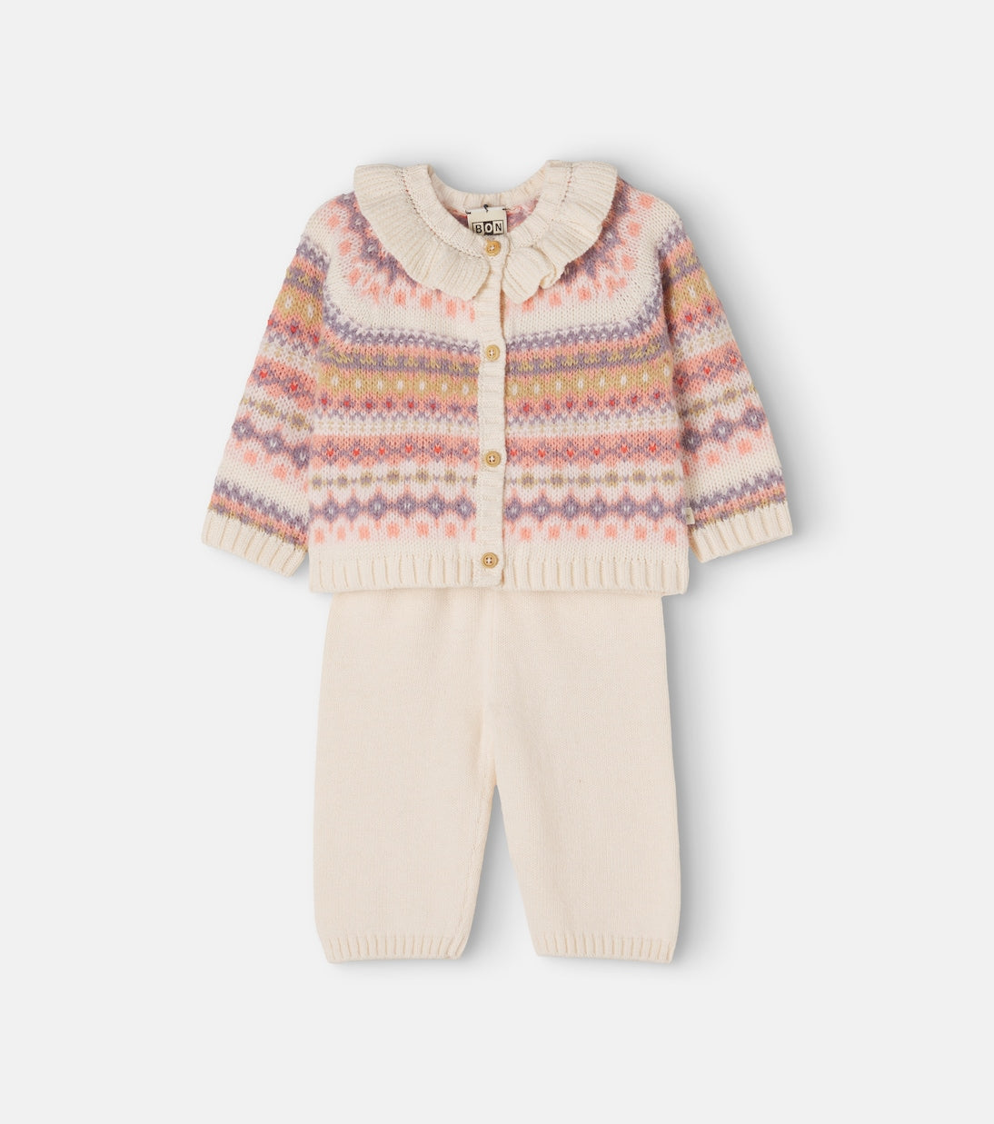 Bonton - Baby Papillon cotton and wool-blend cardigan and pants set