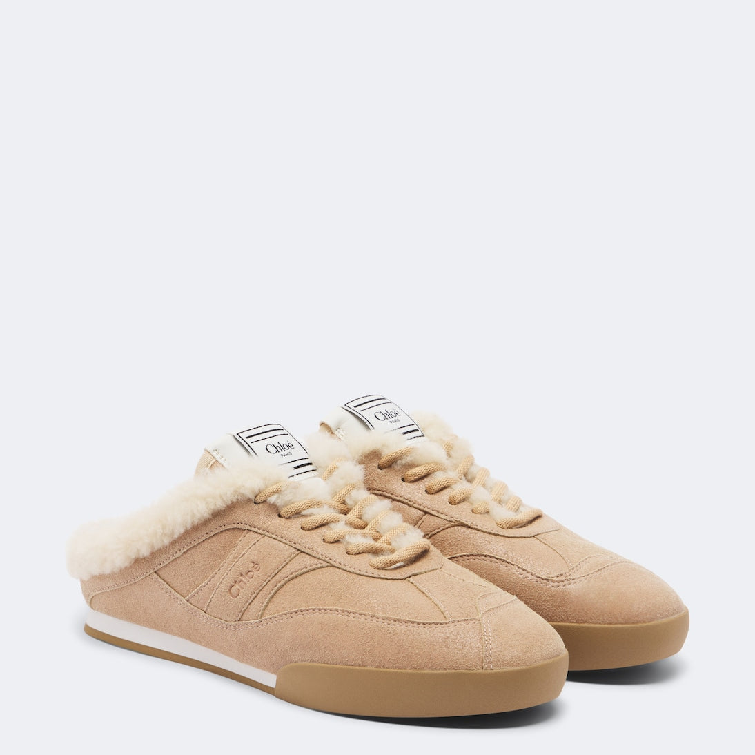 Chloé - Chloé Kick shearling-trimmed suede mules