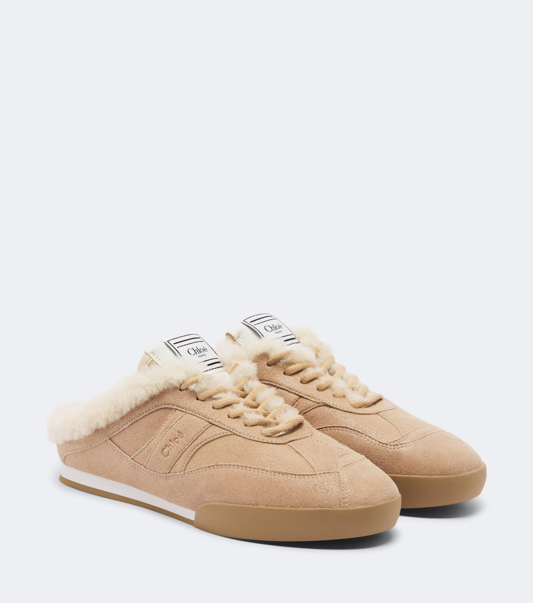 Chloé - Chloé Kick shearling-trimmed suede mules