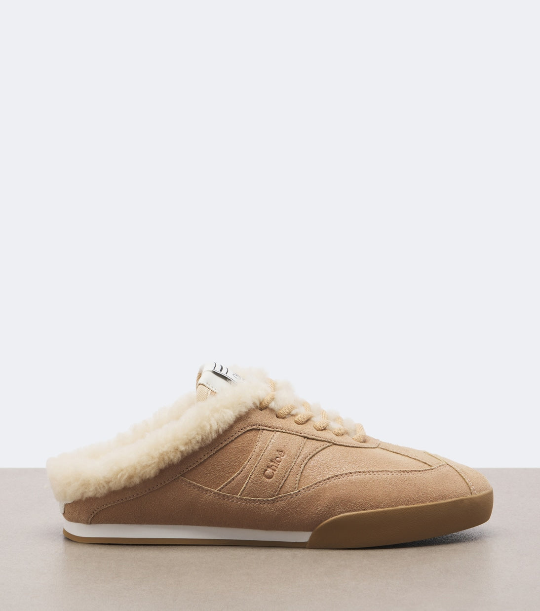 Chloé - Chloé Kick shearling-trimmed suede mules