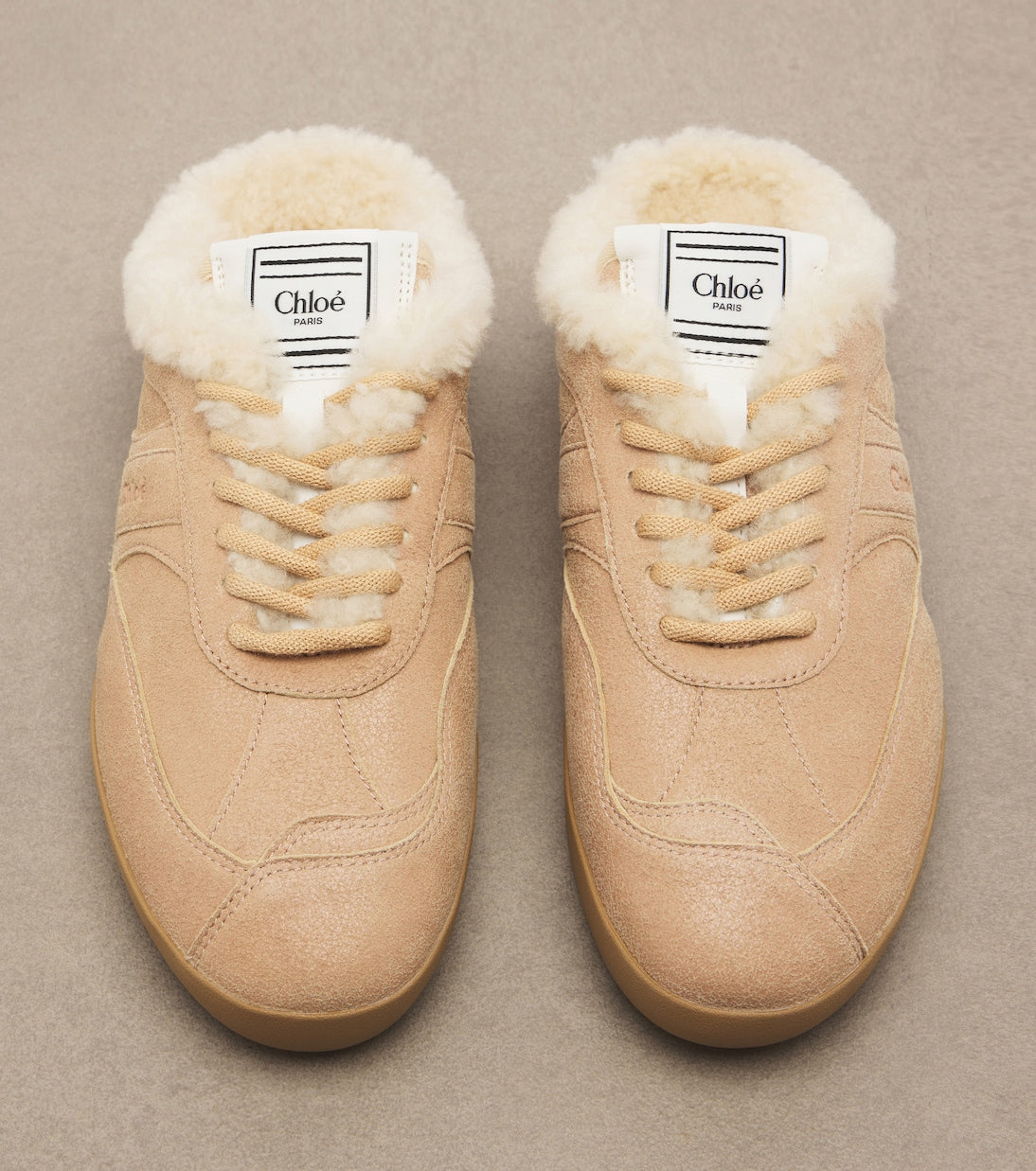 Chloé - Chloé Kick shearling-trimmed suede mules
