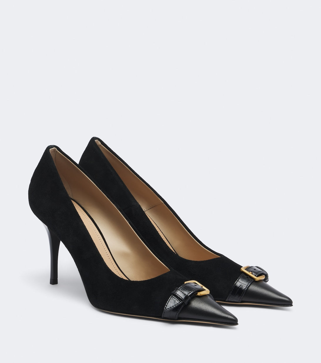 JW Anderson - Embellished leather-trimmed suede pumps