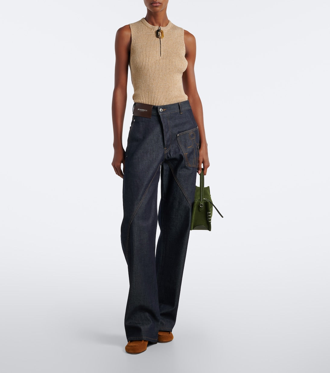 JW Anderson - Leather-trimmed suede mules
