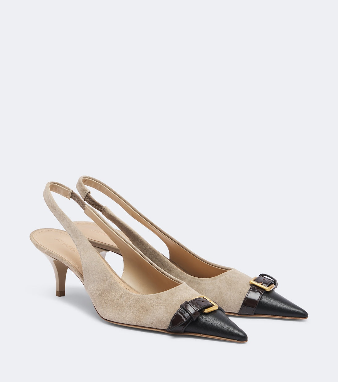 JW Anderson - Leather-trimmed suede slingback pumps