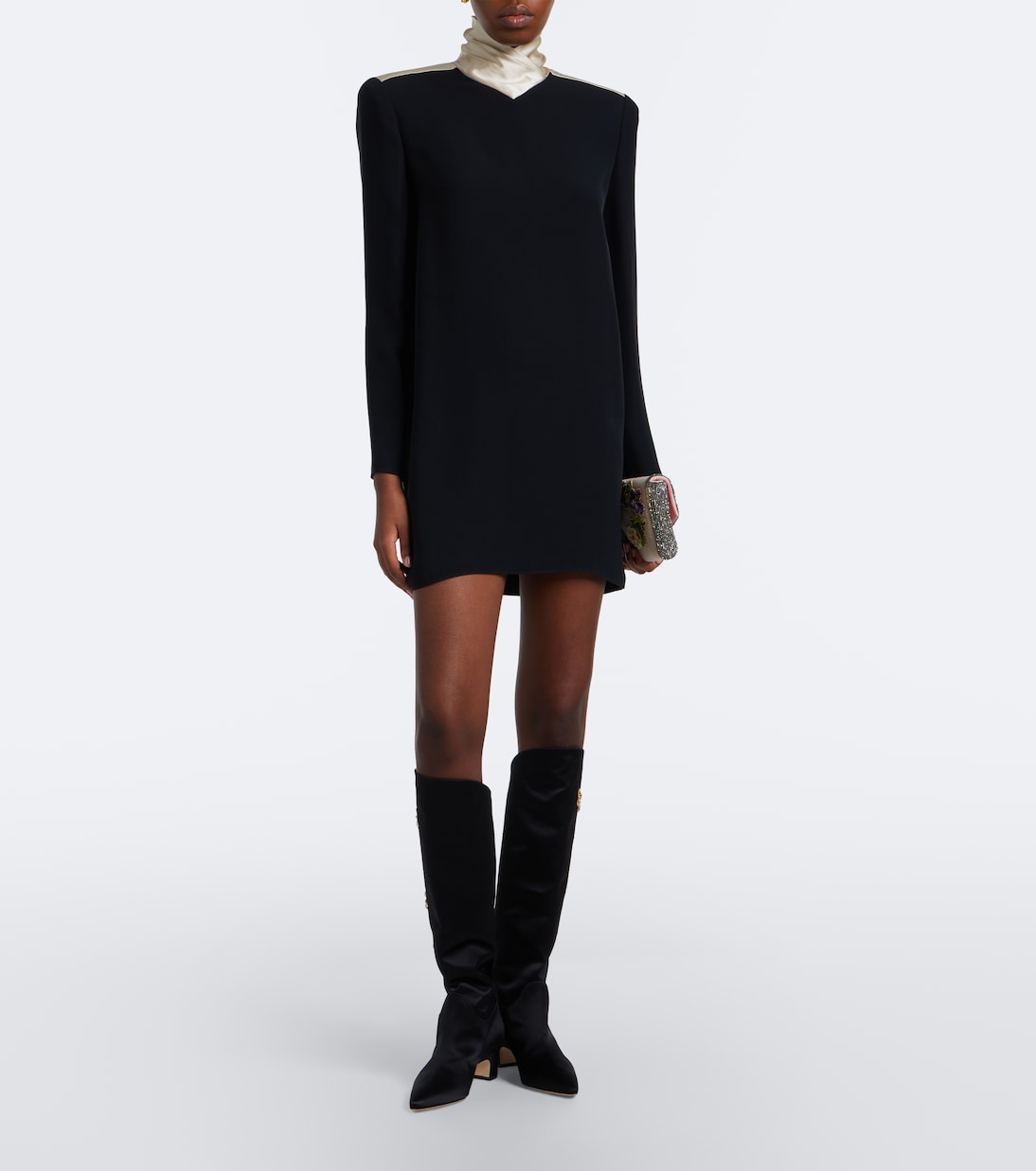 Manolo Blahnik - Dispasa embellished satin knee-high boots