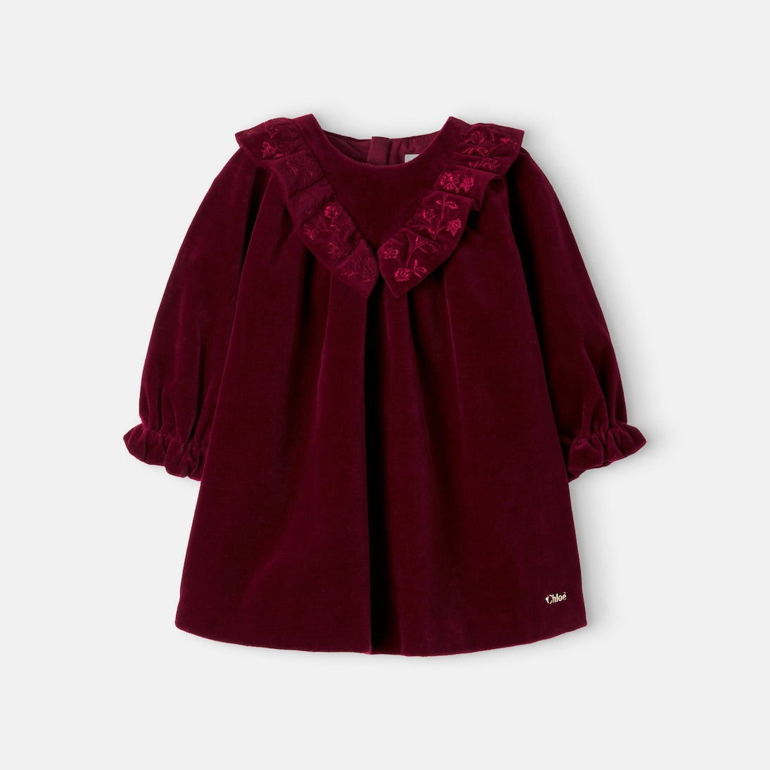Chloé Kids - Embroidered cotton velvet dress