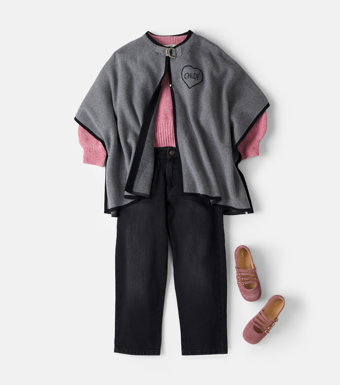 Chloé Kids - Logo cotton and wool cape