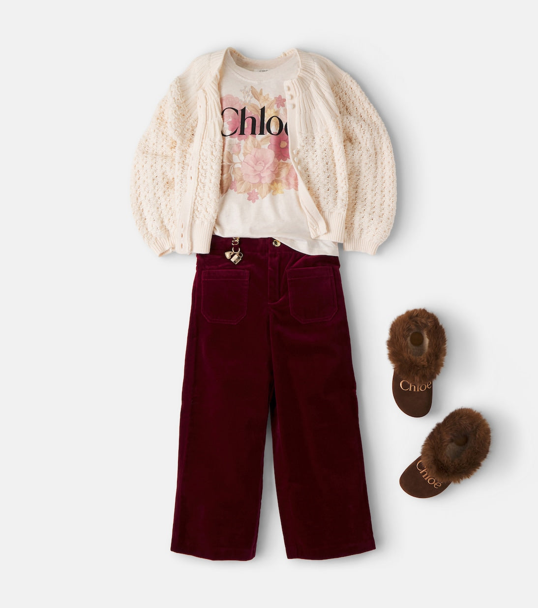 Chloé Kids - Cotton velvet pants