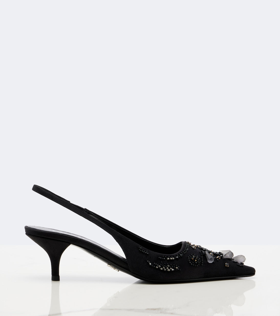 Prada - Embellished satin slingback pumps