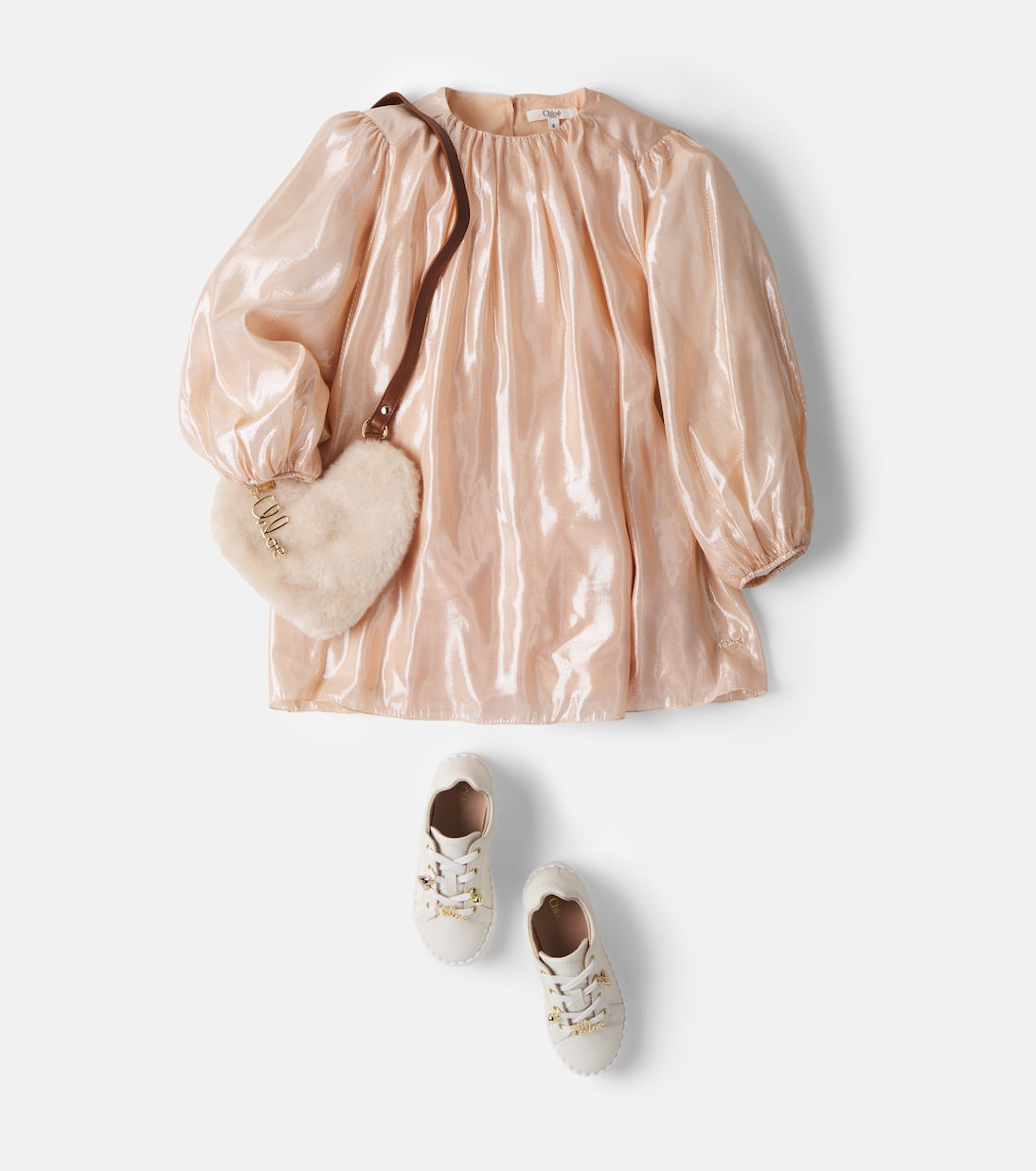 Chloé Kids - Heart leather-trimmed crossbody bag