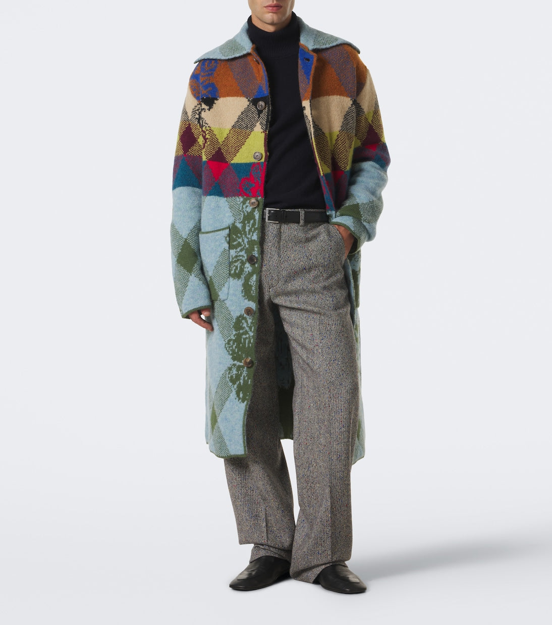 Dries Van Noten - Patchwork wool and alpaca-blend long coat