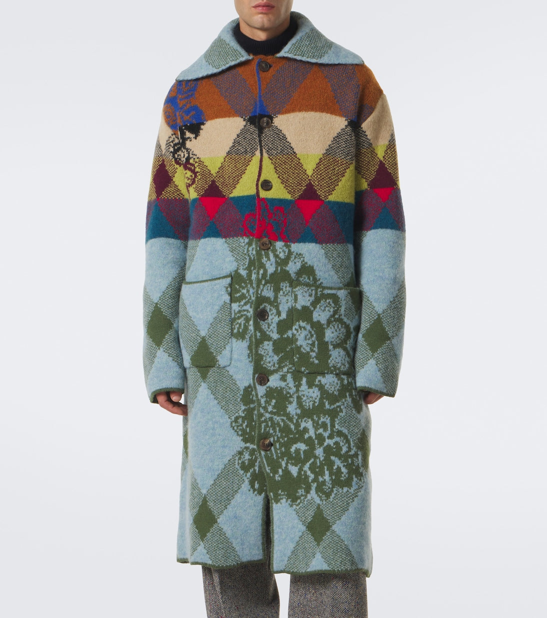 Dries Van Noten - Patchwork wool and alpaca-blend long coat