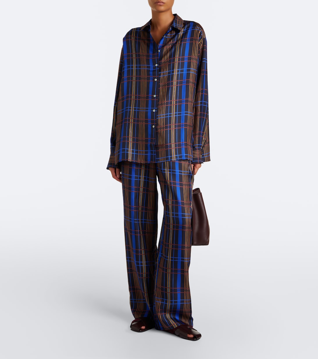 Asceno - Aurelia plaid silk twill wide-leg pants