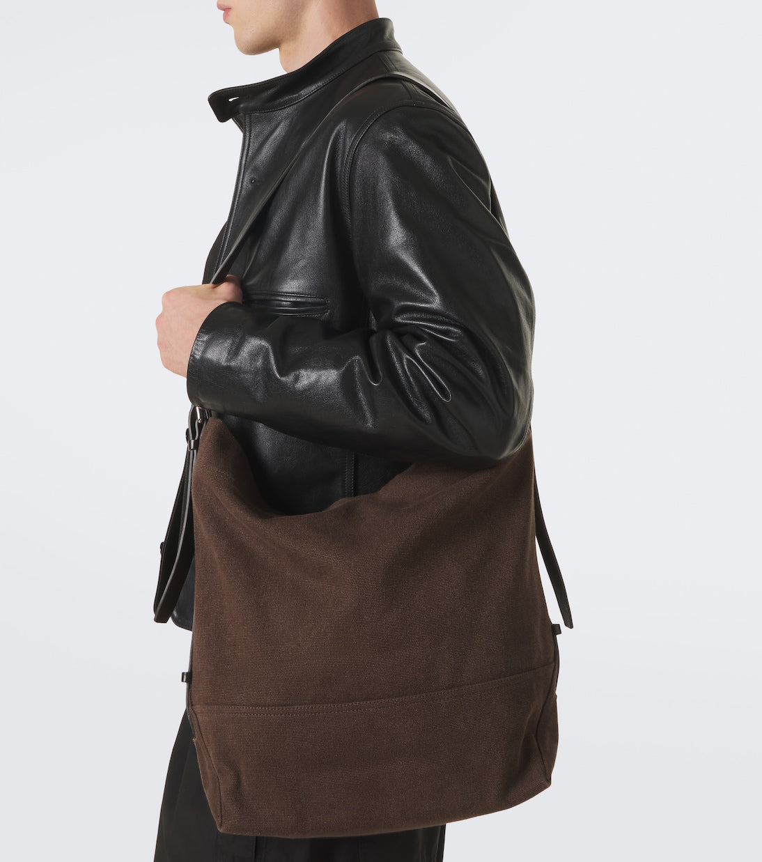 Lemaire - Belted leather-trimmed canvas tote bag