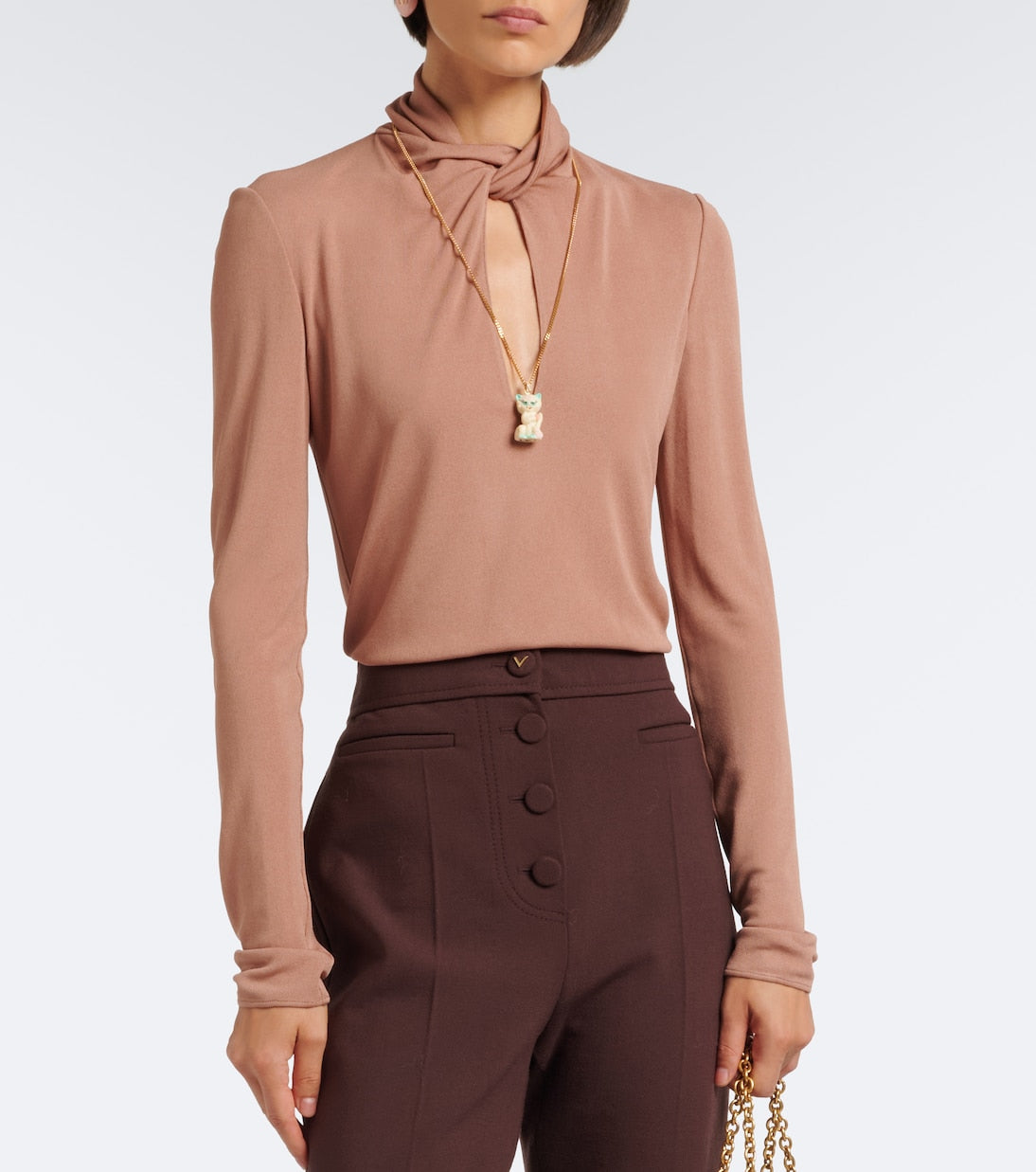 Valentino Garavani - Cutout jersey crêpe top