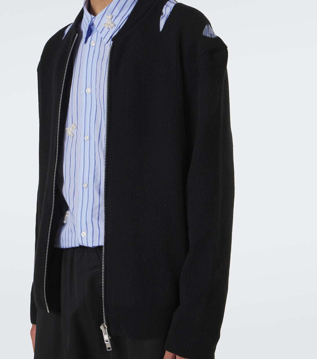 Simone Rocha - Cutout wool-blend zip-up cardigan