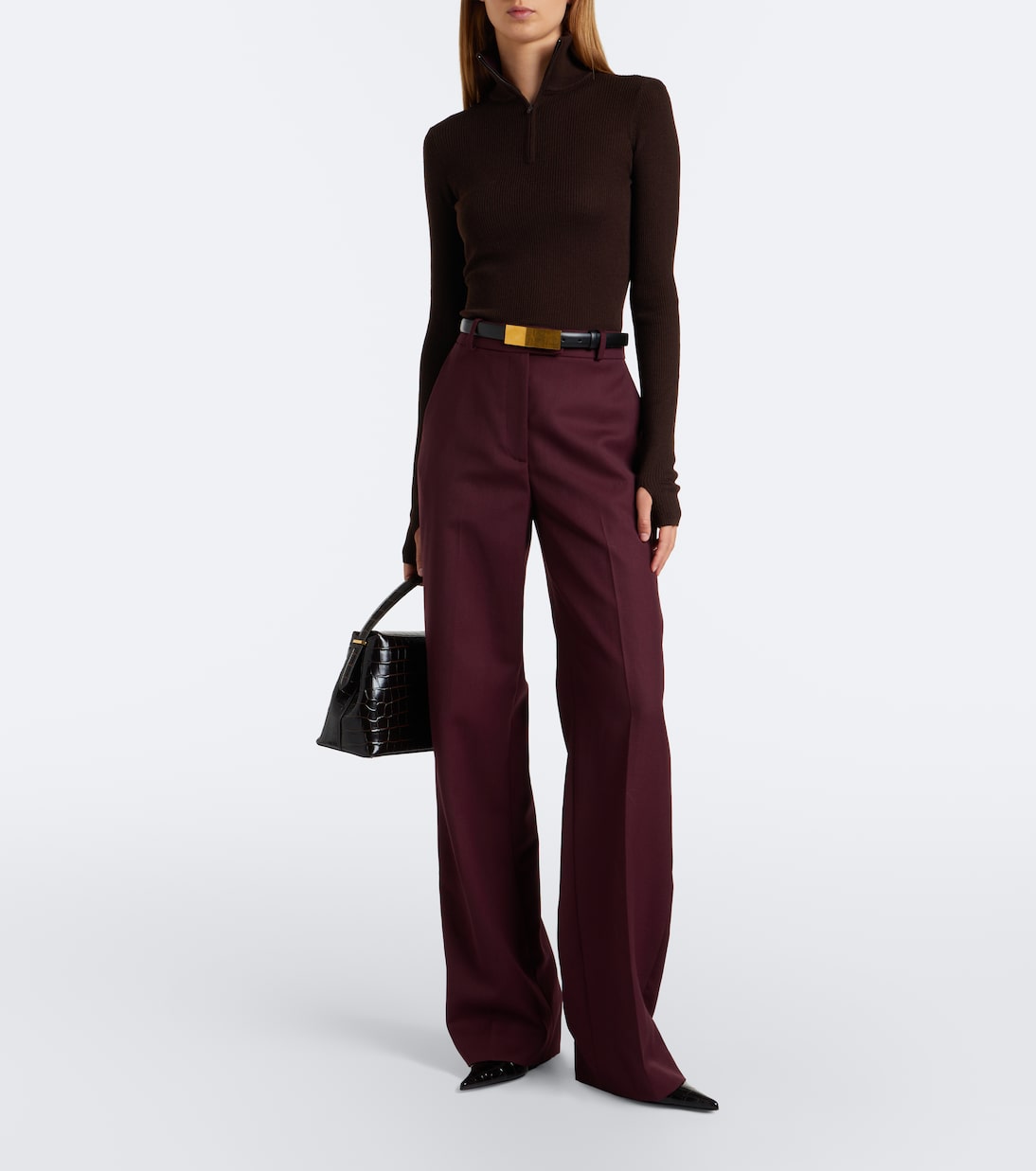 The Frankie Shop - Sade ribbed-knit wool and silk half-zip sweater
